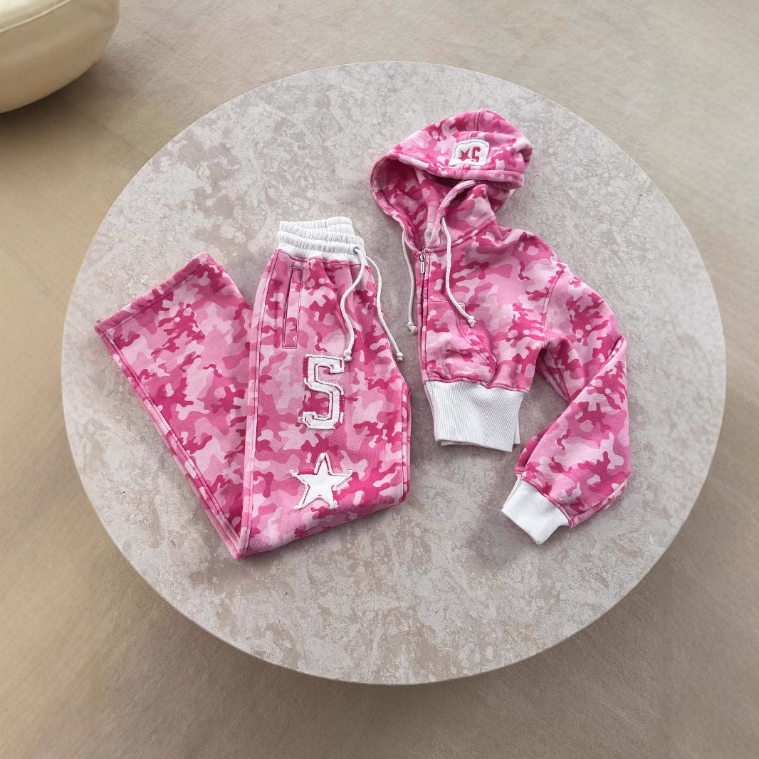 Camouflage sweatshirt fashion suit