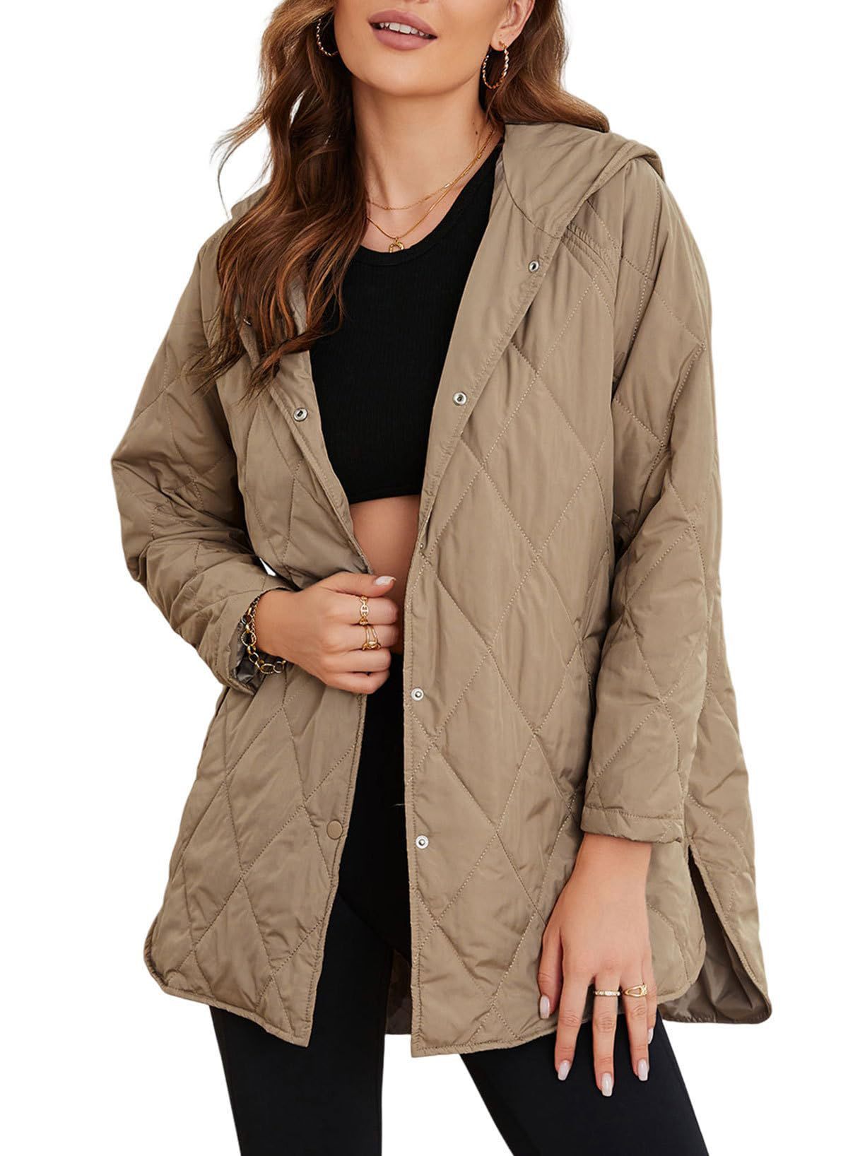 Trendige leichte Steppjacke mit Kapuze für Damen im Winter