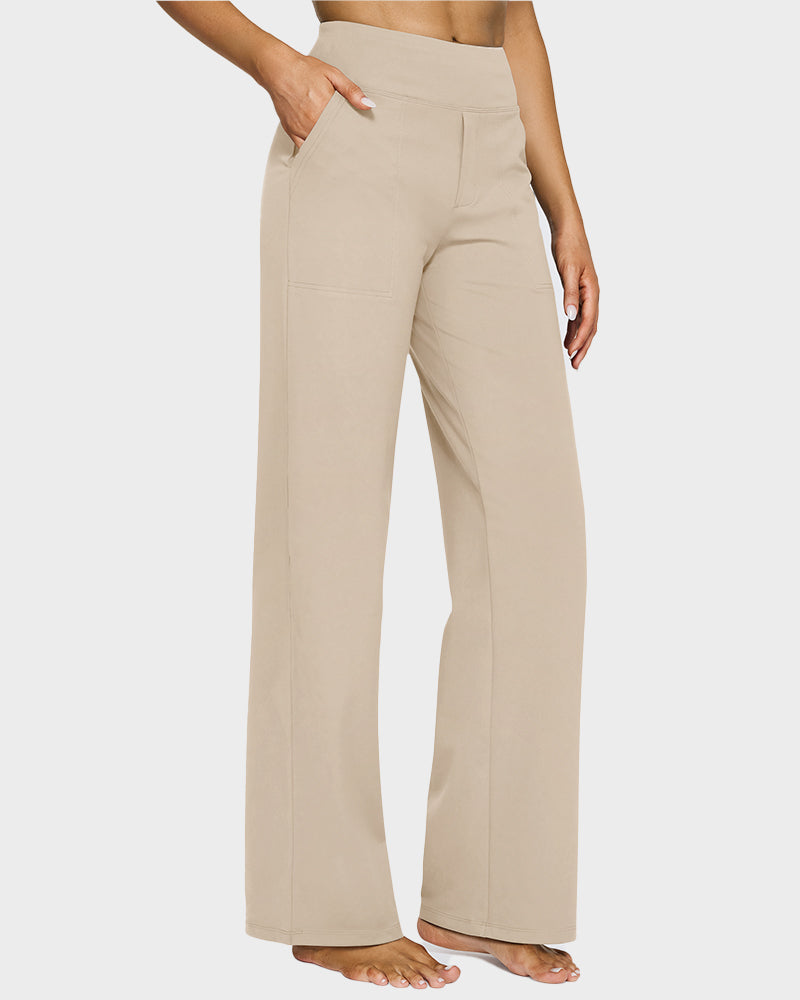 Loose High-Waist Business Casual Pants Yoga Pants Women Wide Leg Pants with Pockets Comfortable Athletic Sweatpants Outdoorfun