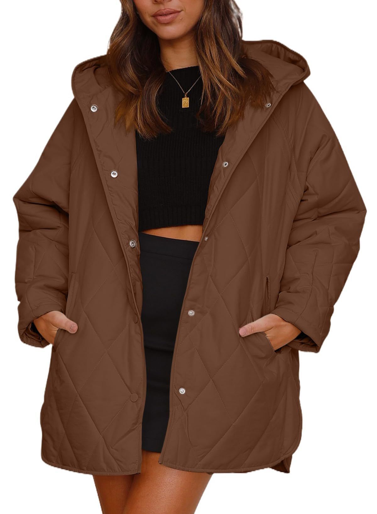 Trendige leichte Steppjacke mit Kapuze für Damen im Winter