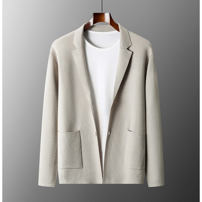 Solid color knitted base wool sweater - 100% pure cashmere